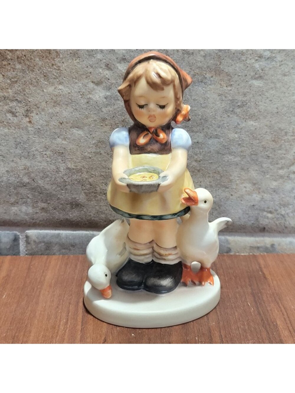 Vintage Goebel Hummel Figurine Be Patient 197 TMK 6 Germany Girl Geese Ducks
